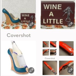 3Set=🍷👠holder WINEaLITTLE sign+Houdini🍾corkscrew